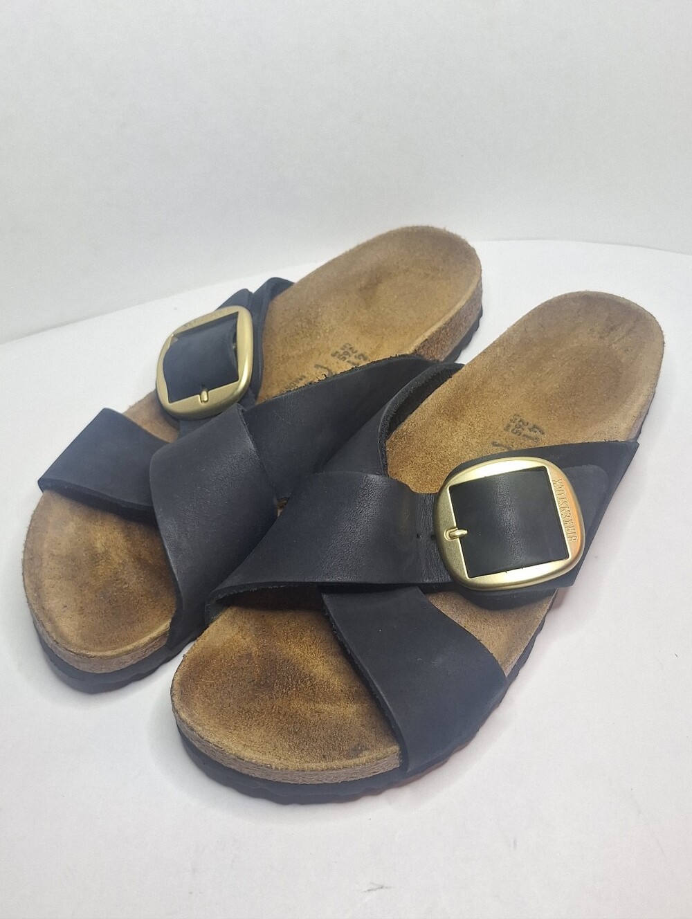 Birkenstock Siena Big Buckle Nubuck Leather Black Sandals Women's Sz 41 US 10